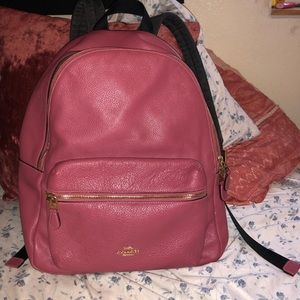 Pink leather coach backpack